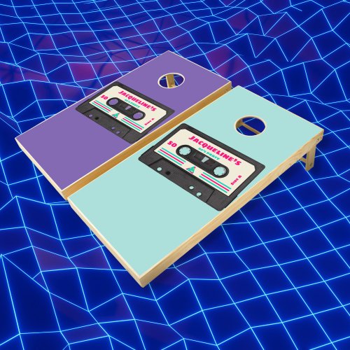 Retro 80s Music Mix Tape 50th Birthday Party  Cornhole Set