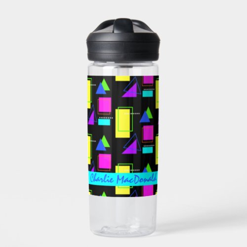 RETRO 80S NEON FLUORESCENT COLORFUL RAINBOW SHAPE  WATER BOTTLE