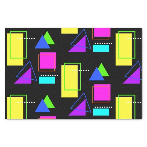 RETRO 80S NEON FLUORO COLOR GEOMETRIC SHAPE PRINT TISSUE PAPER