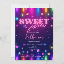Retro 80s Neon Laser Glow Sweet 16 Sixteen