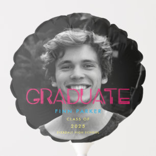 Retro 80s neon lights Photo graduation Balloon