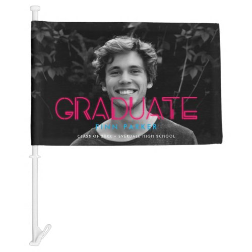 Retro 80s neon lights Photo graduation Car Flag