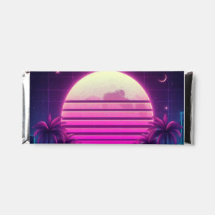 retro, 80s neon moon/palms hershey bar favors