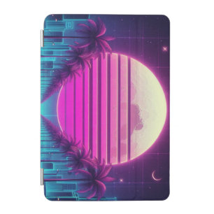 retro, 80s neon moon/palms iPad mini cover