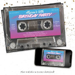 Retro 80s Neon Pink Blue Mixtape Cassette Party In Invitation at Zazzle