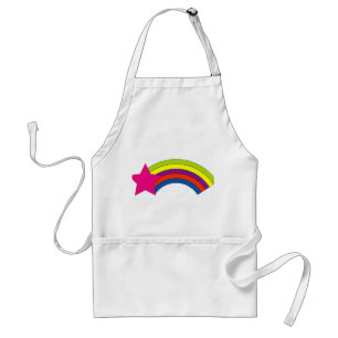 Retro 80s Neon Pink Shooting Star Rainbow Graphic Adult Apron