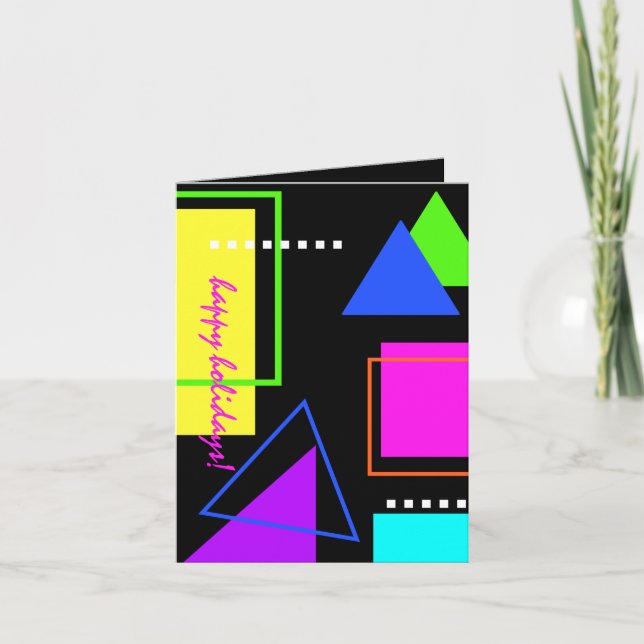 RETRO 80s NEON SHAPES VINTAGE HOLIDAY XMAS PHOTO Card (Front)
