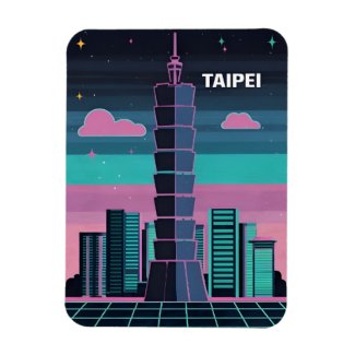 Retro 80s Neon Synthwave Taipei 101 Taiwan
