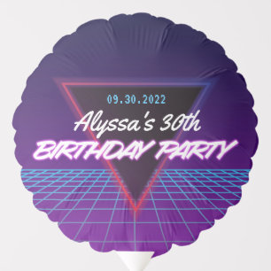 Retro 80s Neon Themed Purple Pink Birthday Party Balloon