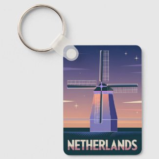 Retro 80s Neon Vaporwave Netherlands Windmill