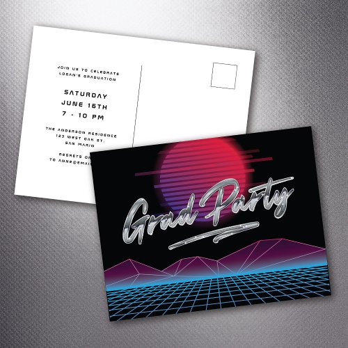 Retro 80s New Wave Graduation Grad Party Invite