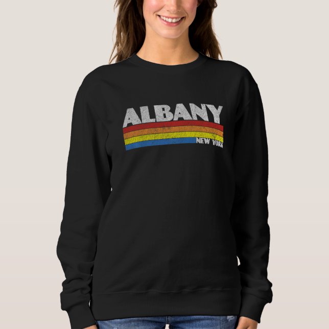 Retro 80s New York NY Souvenir Albany   Sweatshirt (Front)