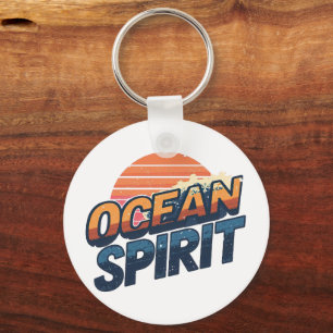 Retro 80s "Ocean Spirit" Sunset Keychain