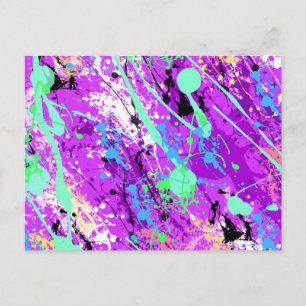 Retro 80's Paint Splatter - Purple Postcard