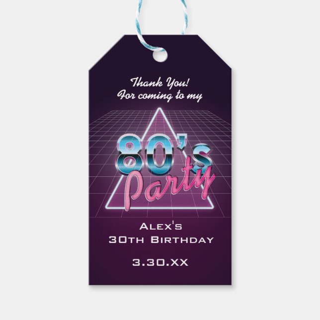 Retro 80's Party Gift Tags (Front)