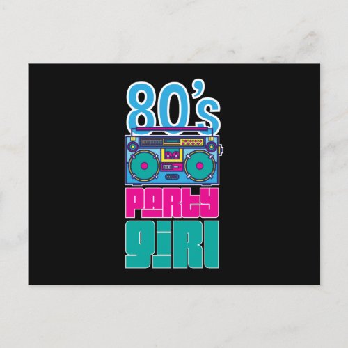 Retro 80s Party Girl Awesome Women Colorful Holiday Postcard