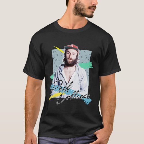 Retro 80s Phil Collins  Esthetic Fan Art Designp T_Shirt