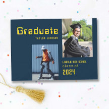 Retro 80's Photo Graduation Flat Announcement Card