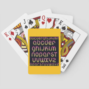 Retro 80s Pink and Yellow Glowing Neon Alphabet Poker Cards