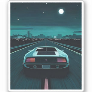 Retro 80s Pixel LoFi Vaporwave Futuristic Supercar Sticker