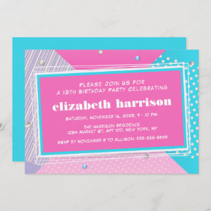 Retro 80's Pop Art Birthday Party Invitation
