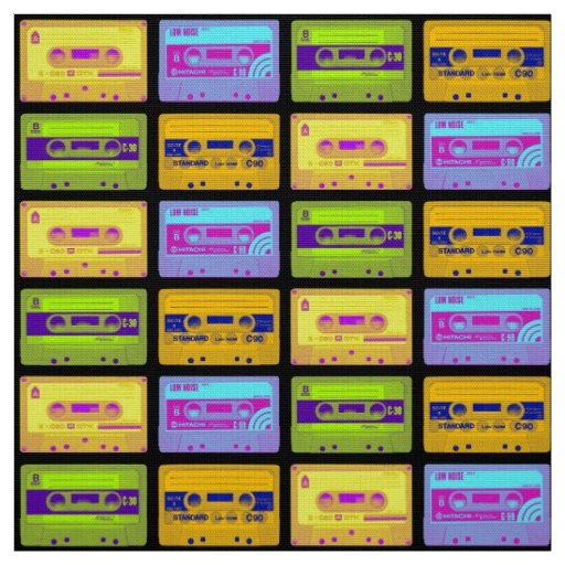 Retro 80s Pop Art Cassette Tapes Fabric