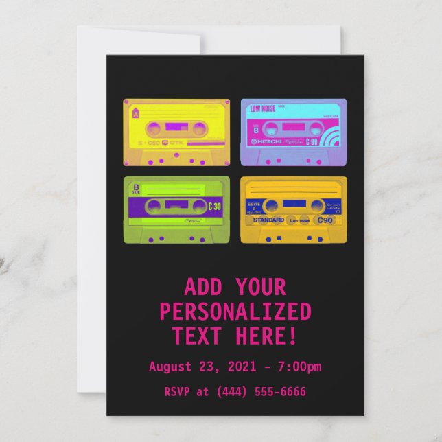 Retro 80s Pop Art Cassette Tapes Invitation (Front)