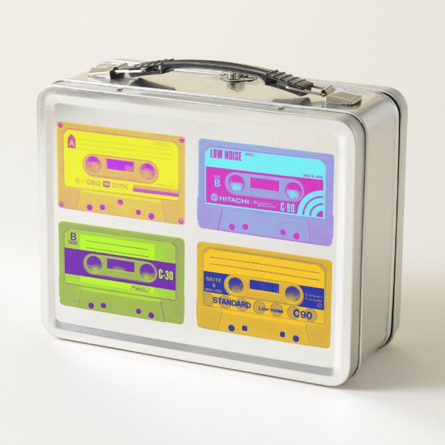 Retro 80s Pop Art Cassette Tapes Metal Lunch Box | Zazzle