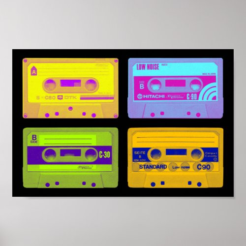 Retro 80s Pop Art Cassette Tapes Poster