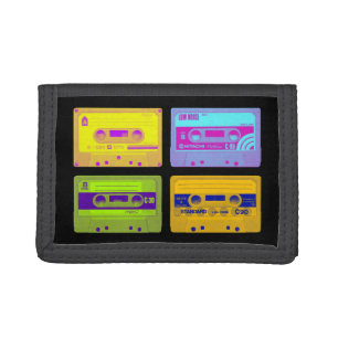 Retro 80s Pop Art Cassette Tapes Tri-fold Wallet