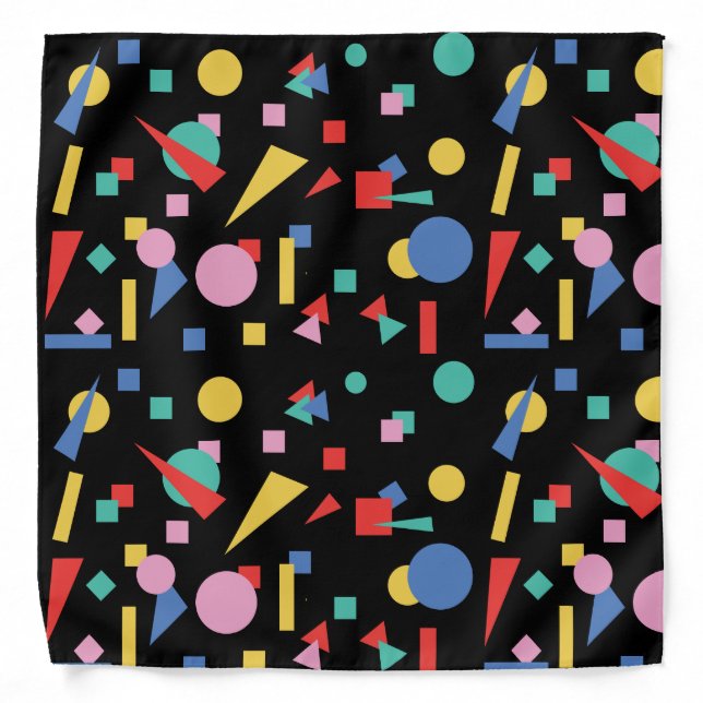 Retro 80s pop art geometric shapes bandana (Front)