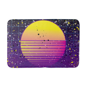 Retro 80's Purple Yellow Sun Bath Mat