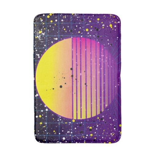 Retro 80's Purple Yellow Sun Bath Mat | Zazzle