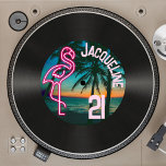 Retro 80s Record Neon Flamingo 21st Birthday Invitation<br><div class="desc">👉 Celebrate your birthday with this vintage themed faux vinyl record 50th birthday party invitation! This totally retro 80s design with a neon pink flamingo and tropical sunset will certainly put a smile on your face! - Simply click to personalize this design 🔥 My promises - This is unique -...</div>