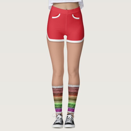 Retro 80s Red Sport Shorts Leg Warmers Leggings