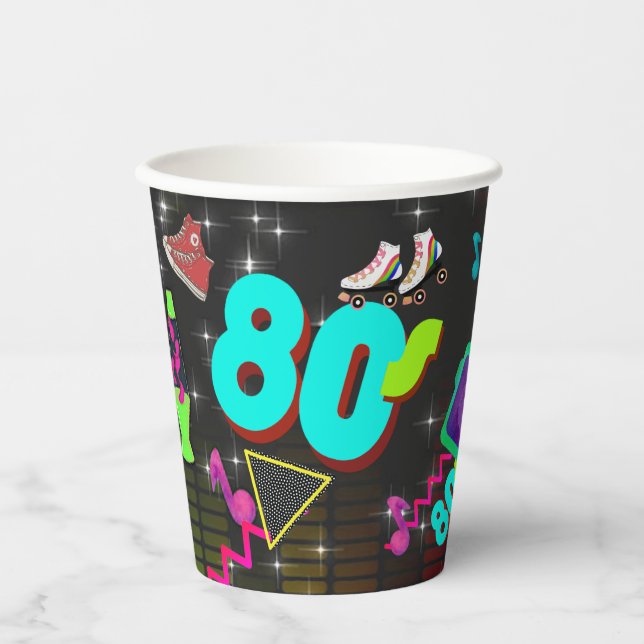 Retro 80's, Retro, Any Age Paper Cups (Front)