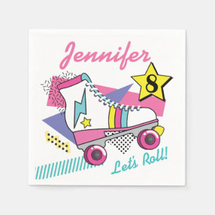 Retro 80's Roller Skate Party Birthday Napkins