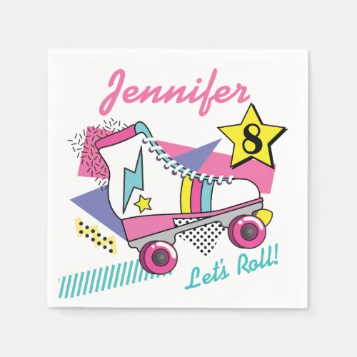 Retro 80s Roller Skate Party Birthday Napkins