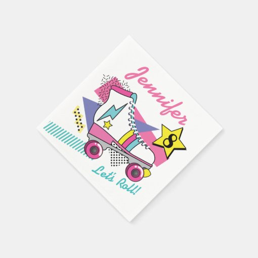 Retro 80's Roller Skate Party Birthday Napkins Zazzle