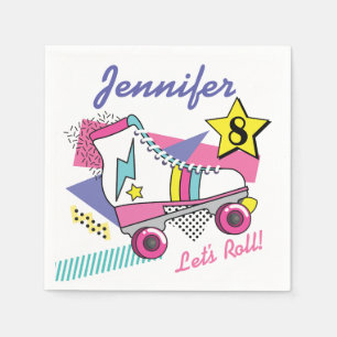 Retro 80's Roller Skate Party Birthday Napkins