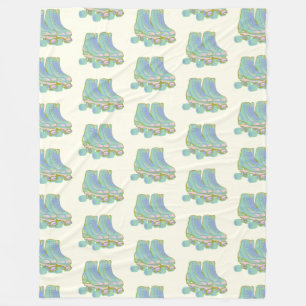 Retro 80s Roller Skates Pattern Pastel Skater 90s Fleece Blanket