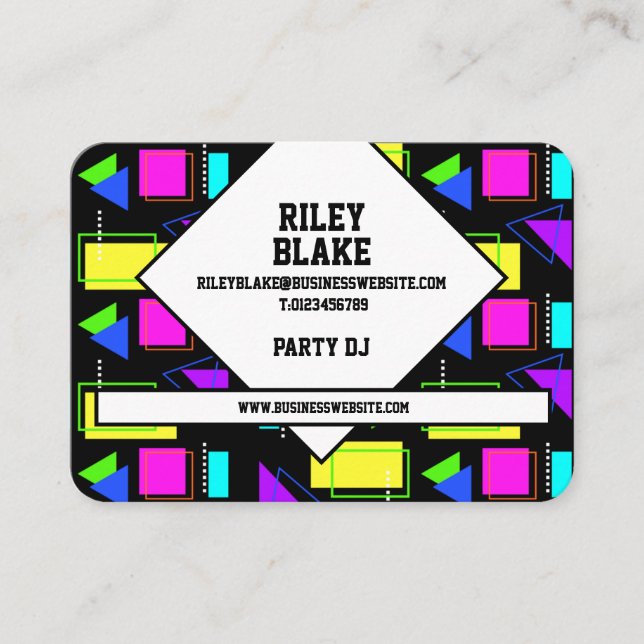 RETRO 80S SHAPE PATTERN BUSINESS COMPANY LOGO BUSINESS CARD (Front)