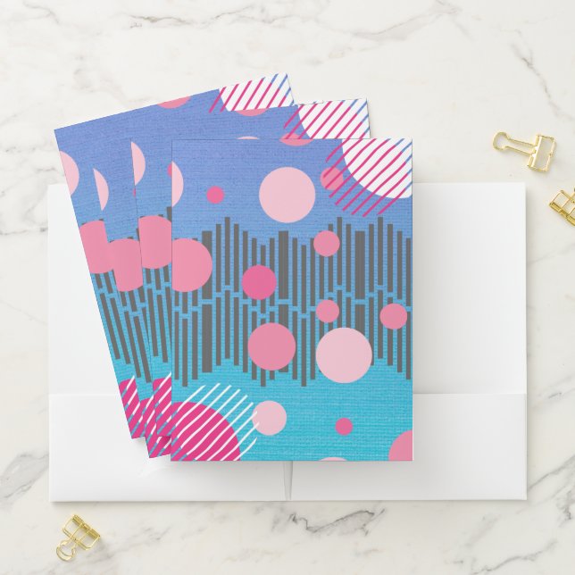 Retro 80s shapes illustration 3 ring binder pocket folder (In Situ)