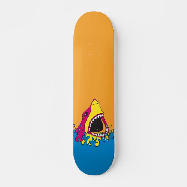 Retro 80's Shark Week Skateboard Deck (Front)