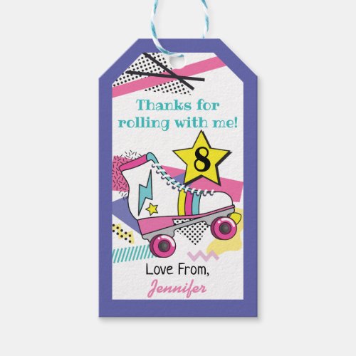Retro 80s Skate Party Birthday Thank you Gift Tags