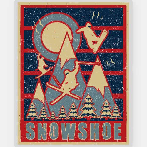 Retro 80s Snowshoe Mountain Ski Sticker