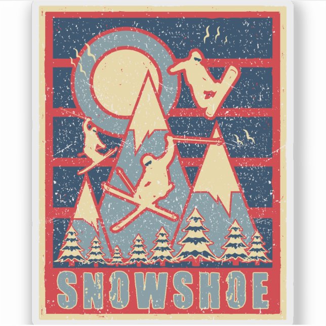 Retro 80s Snowshoe Mountain Ski Sticker (Front)