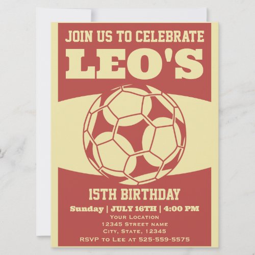Retro 80s Soccer Birthday Invitation