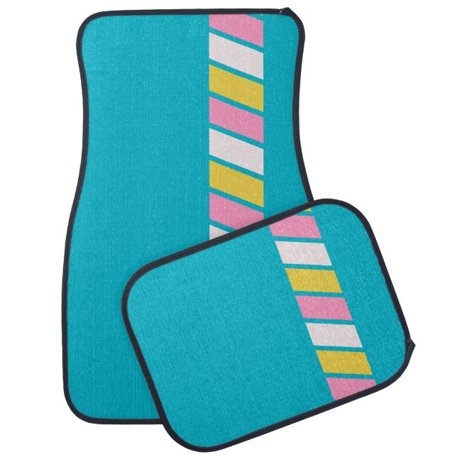 Retro 80s Stripes Car Floor Mat (Set)
