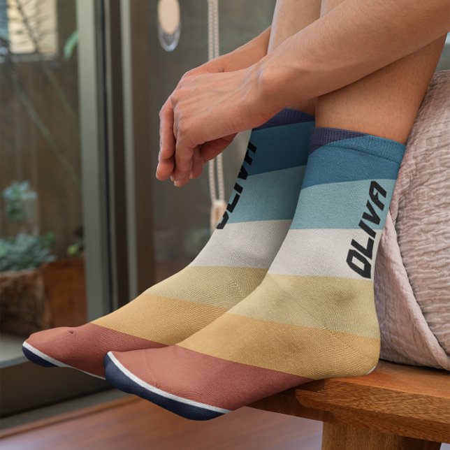 Retro 80s Stripes Personalized Socks (Creator Uploaded)